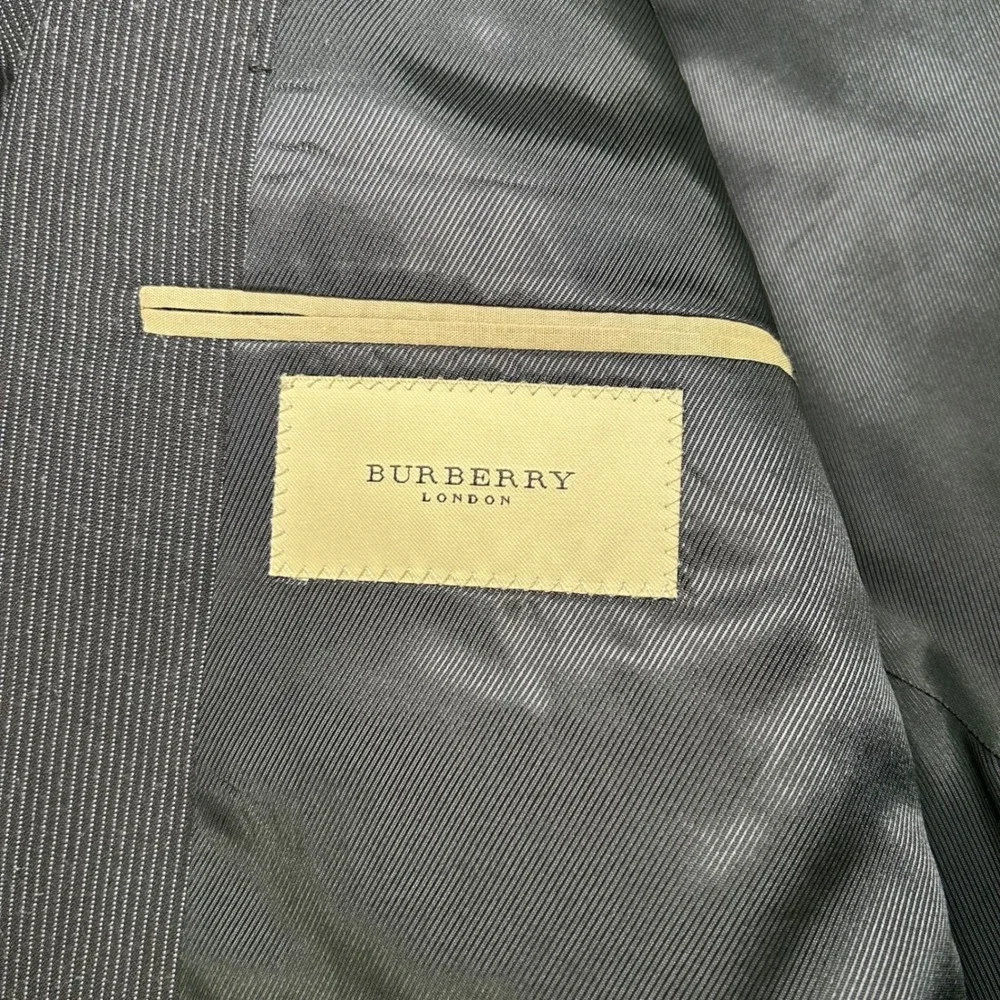 Burberry Blazer Men 46 Long Navy Blue Pinstripe Wool Kensington Sport Coat USA